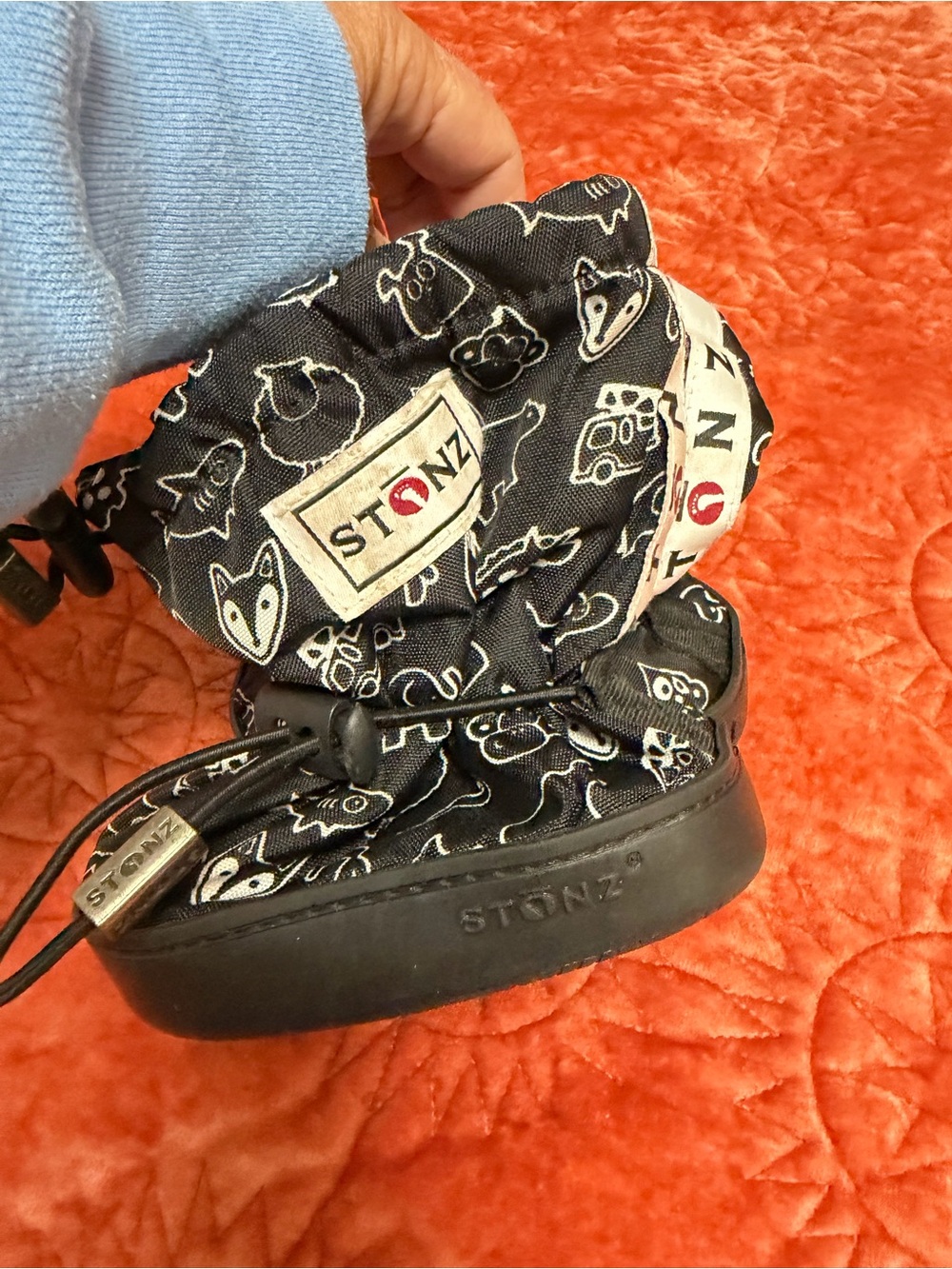 Stonz Black Kids Animal-Print Booties